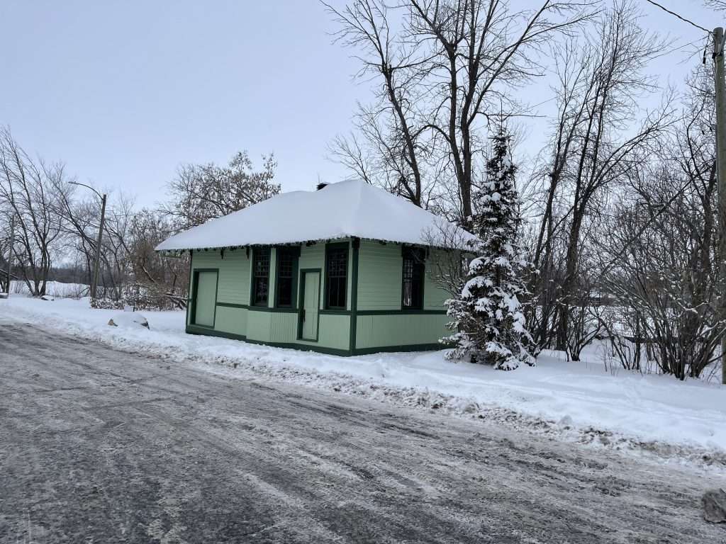 The Embrun train station in the Winter of 2022.